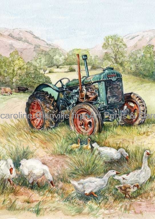 Old green tractor, painting by Caroline Glanville