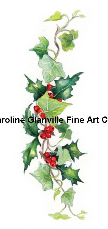 Holly & Ivy Garland, painting by Caroline Glanville