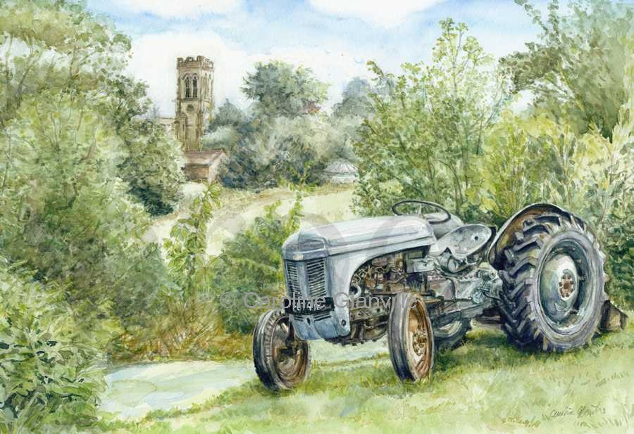 Grey Fergie Tractor, painting by Caroline Glanville