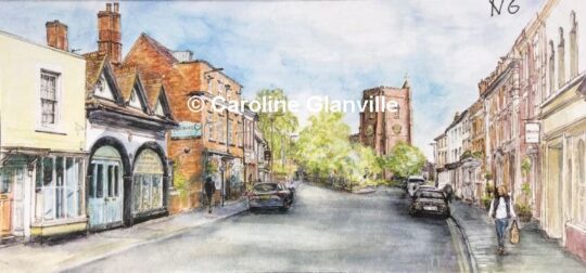 Ref. N6 Lower Bar towards St Nicholas Church Newport - Greeting Card