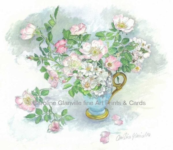 Ref 97. Dog Roses in a Jug - Greeting Card